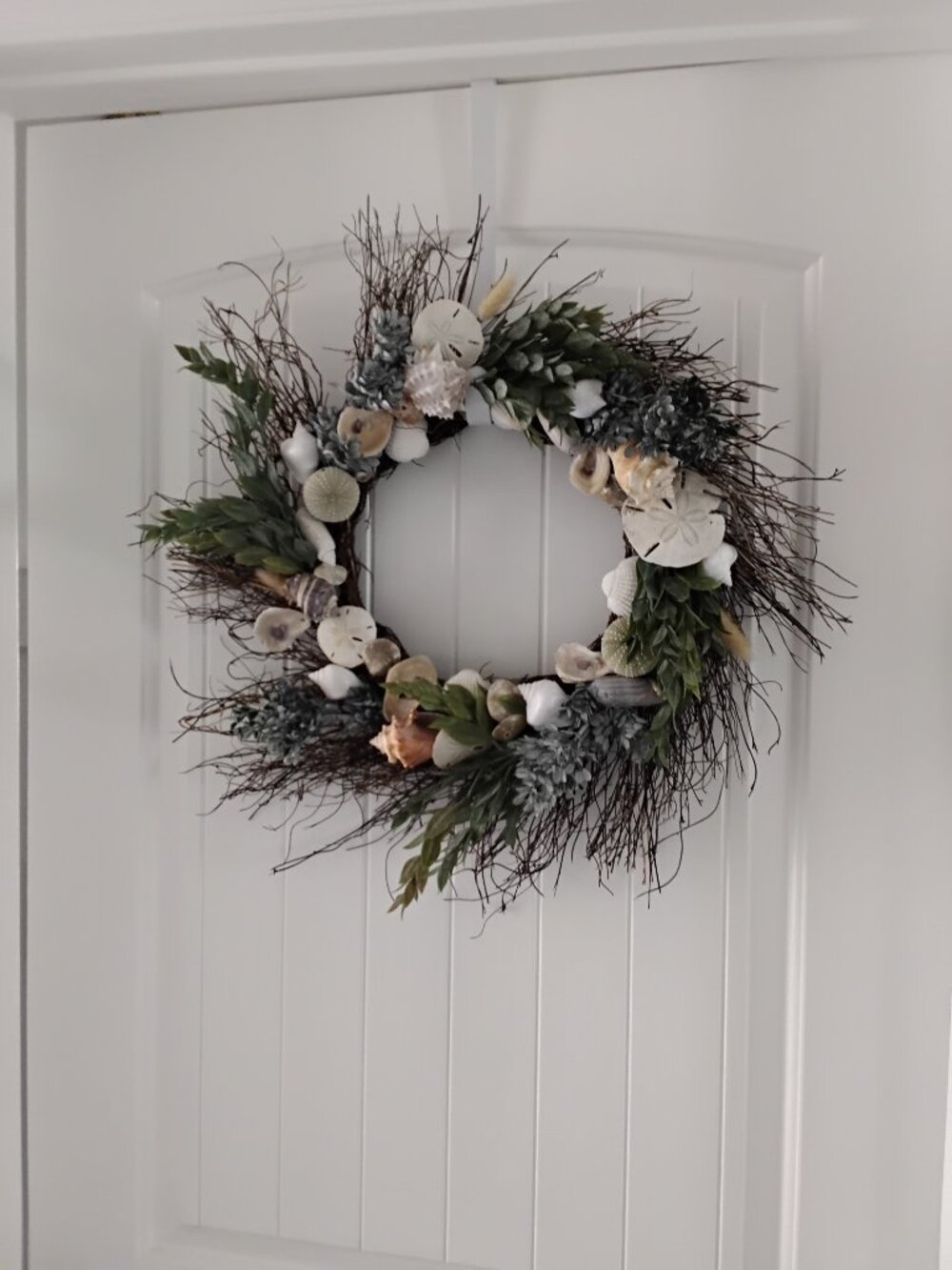 Handmade Seashell Door Wreath. Coastal Beach Decor